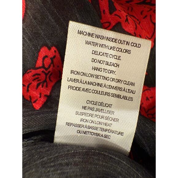 Haver London NEW 2X Plus Black Red Semi Sheer Flowy Blouse Work Career Church - Picture 3 of 7